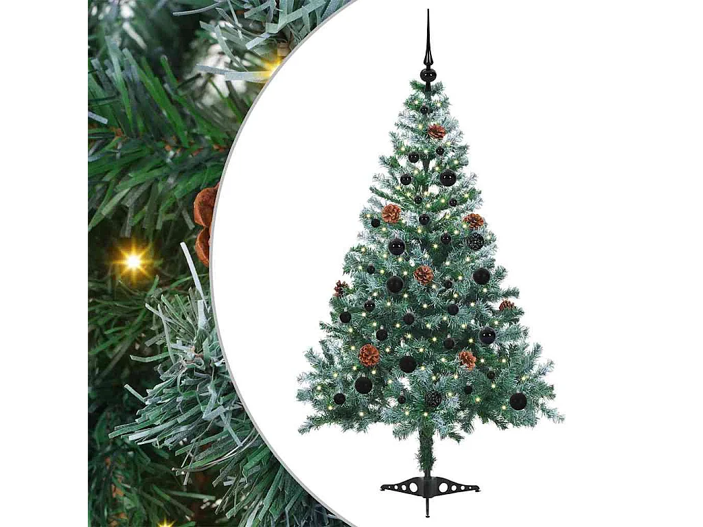 Sapin de Noël artificiel avec 150 LED Vert 150 cm PVC et Acier