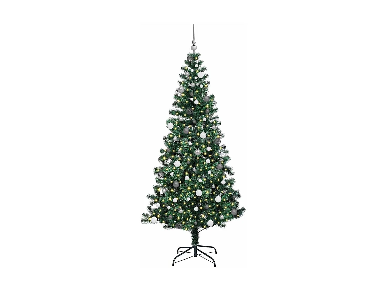 Albero di Natale artificiale preilluminato verde 240 cm PVC e metallo