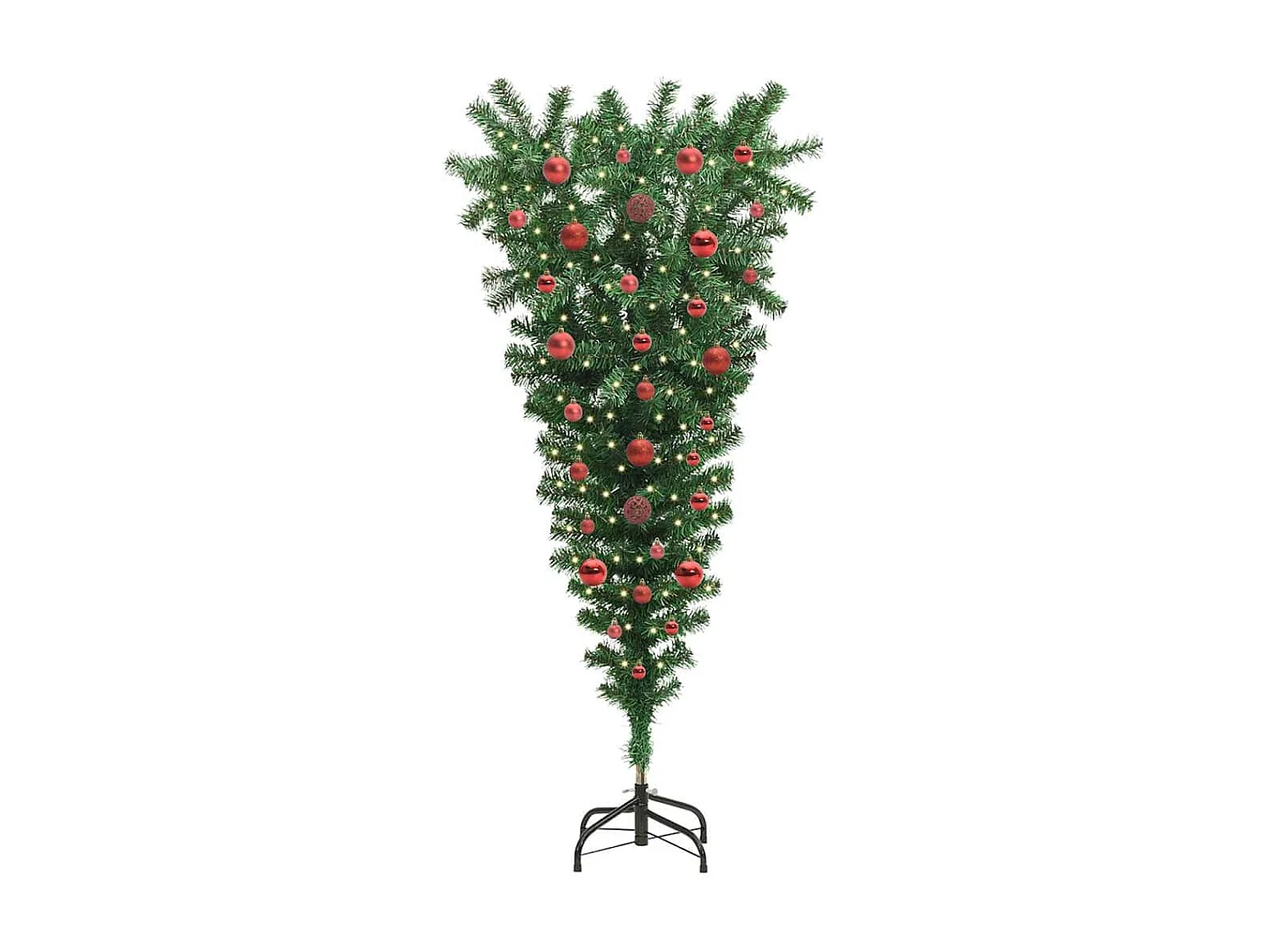 Albero di Natale artificiale capovolto preilluminato con set di palline