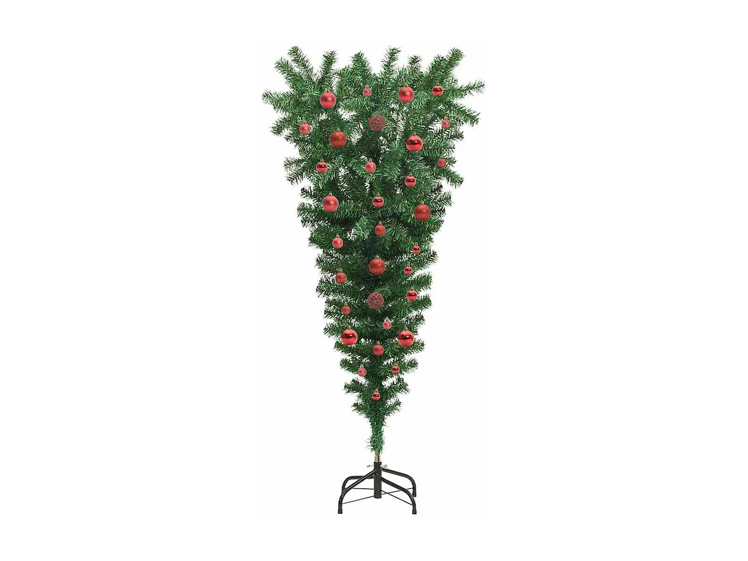 Albero di Natale artificiale capovolto preilluminato con set di palline