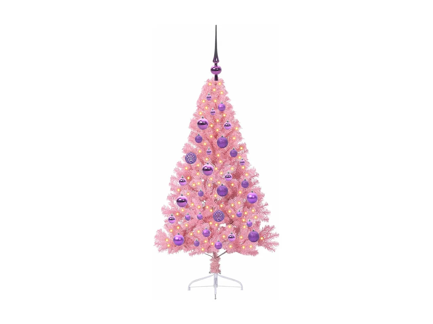 Künstlicher Weihnachtsbaum mit Beleuchtung, Rosa, 120 cm, PVC