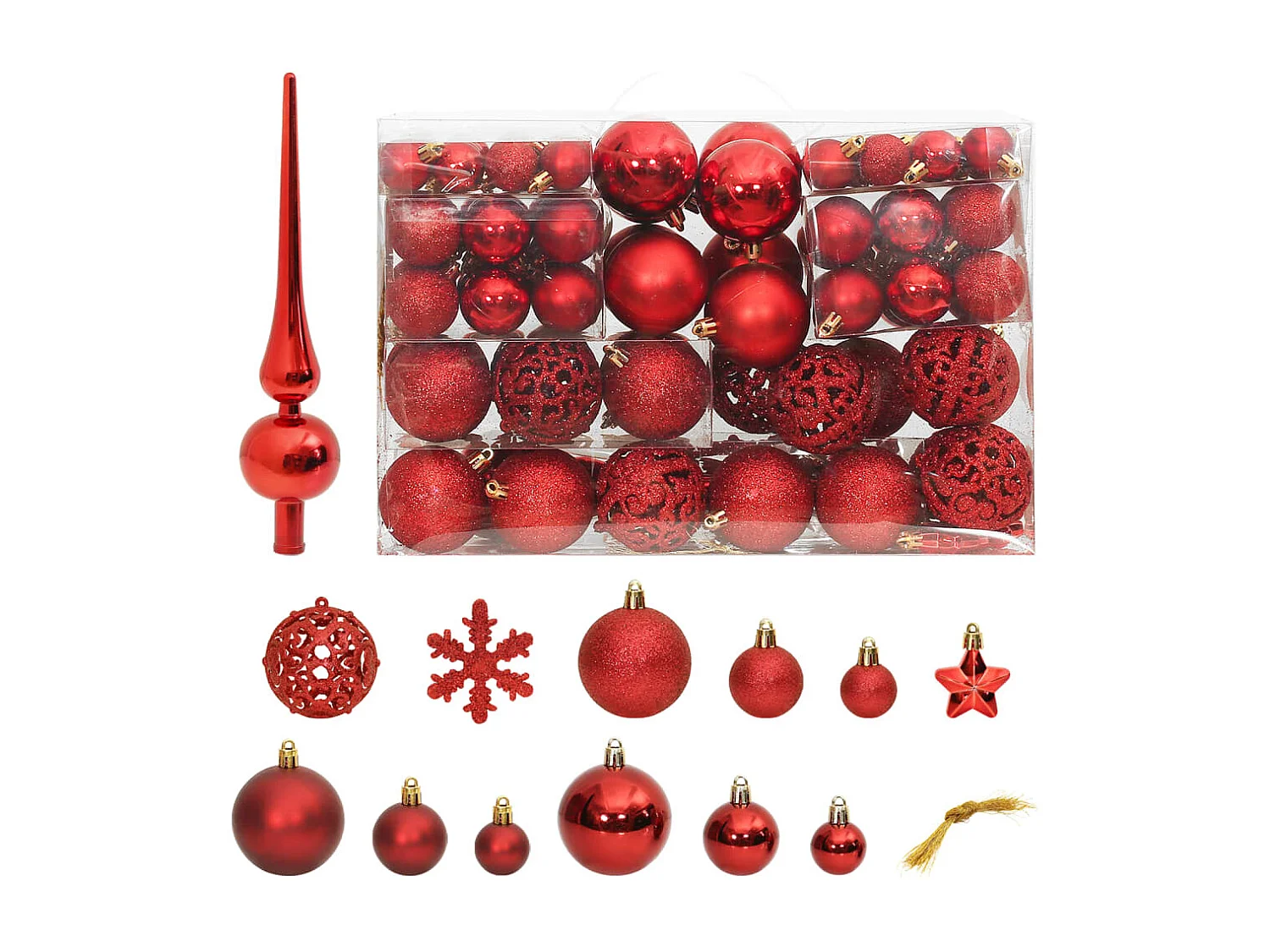 Ensemble de boules de Noël 111 pièces rouge polystyrène