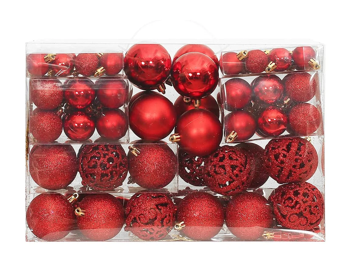 Ensemble de boules de Noël 111 pièces rouge polystyrène