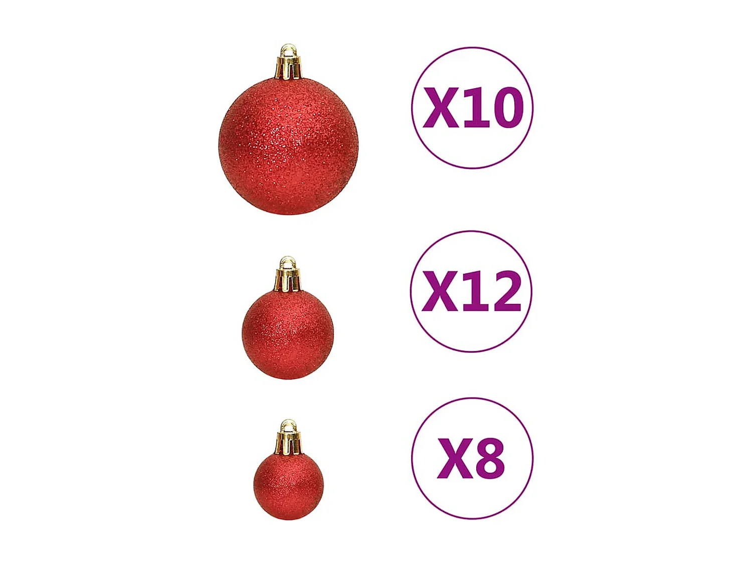 Ensemble de boules de Noël 111 pièces rouge polystyrène