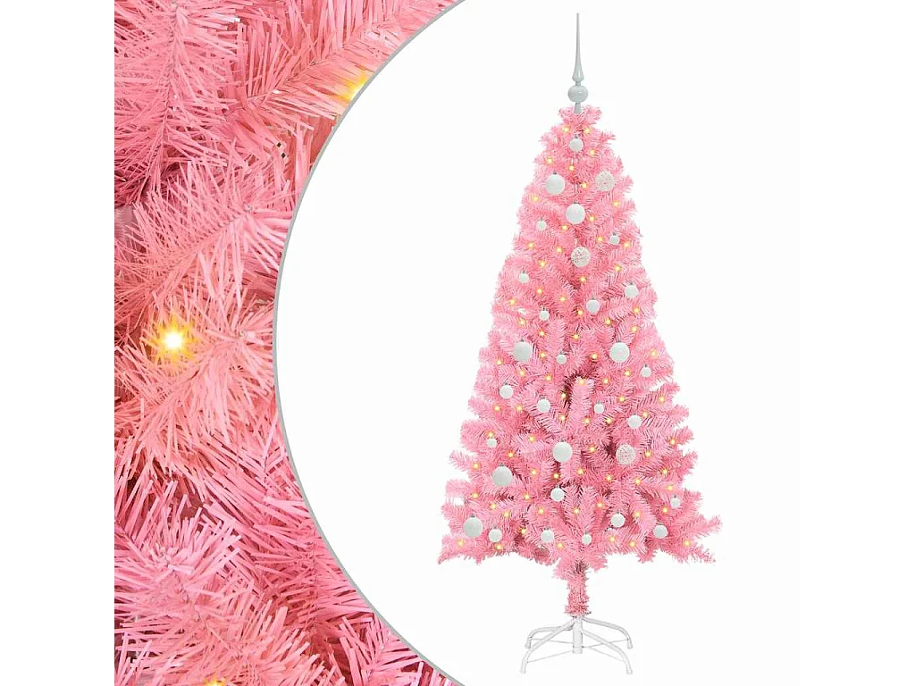 Kerstboom met 150 LED's met standaard Roze 150 cm PVC