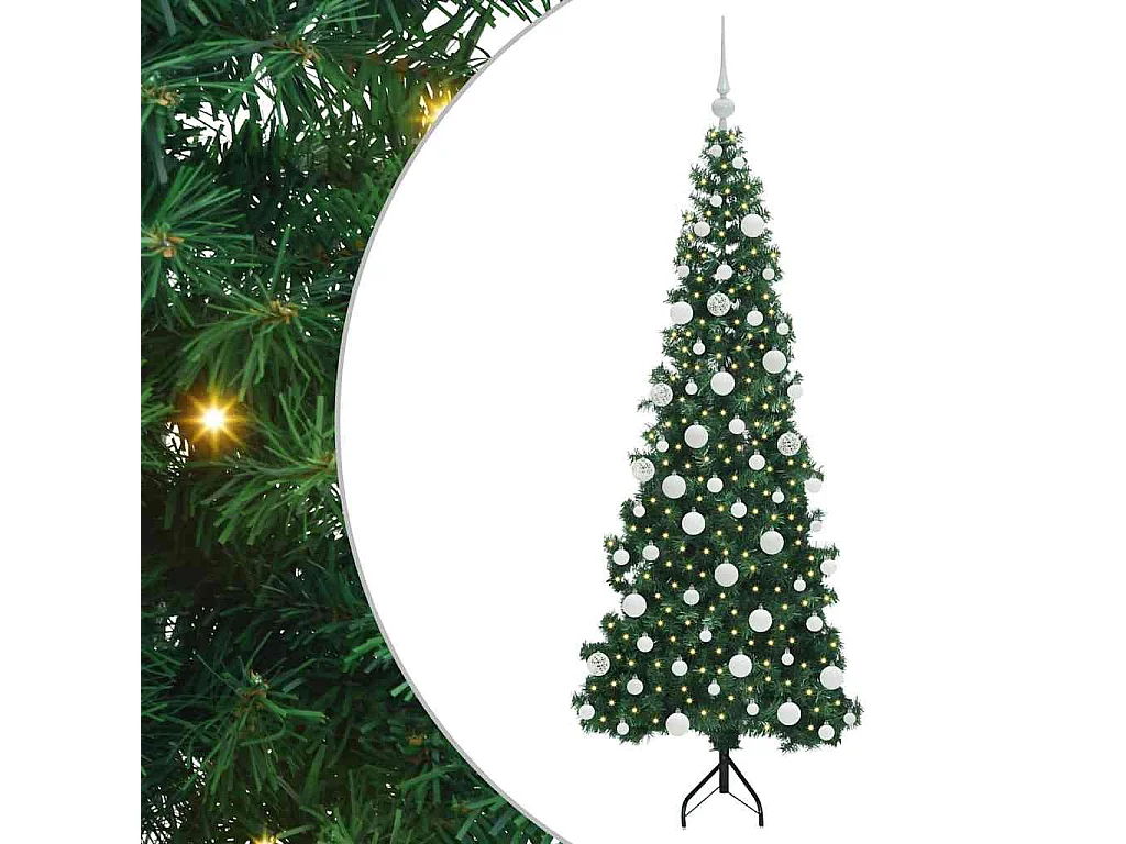Albero di Natale artificiale angolare Verde 180 cm PVC e metallo