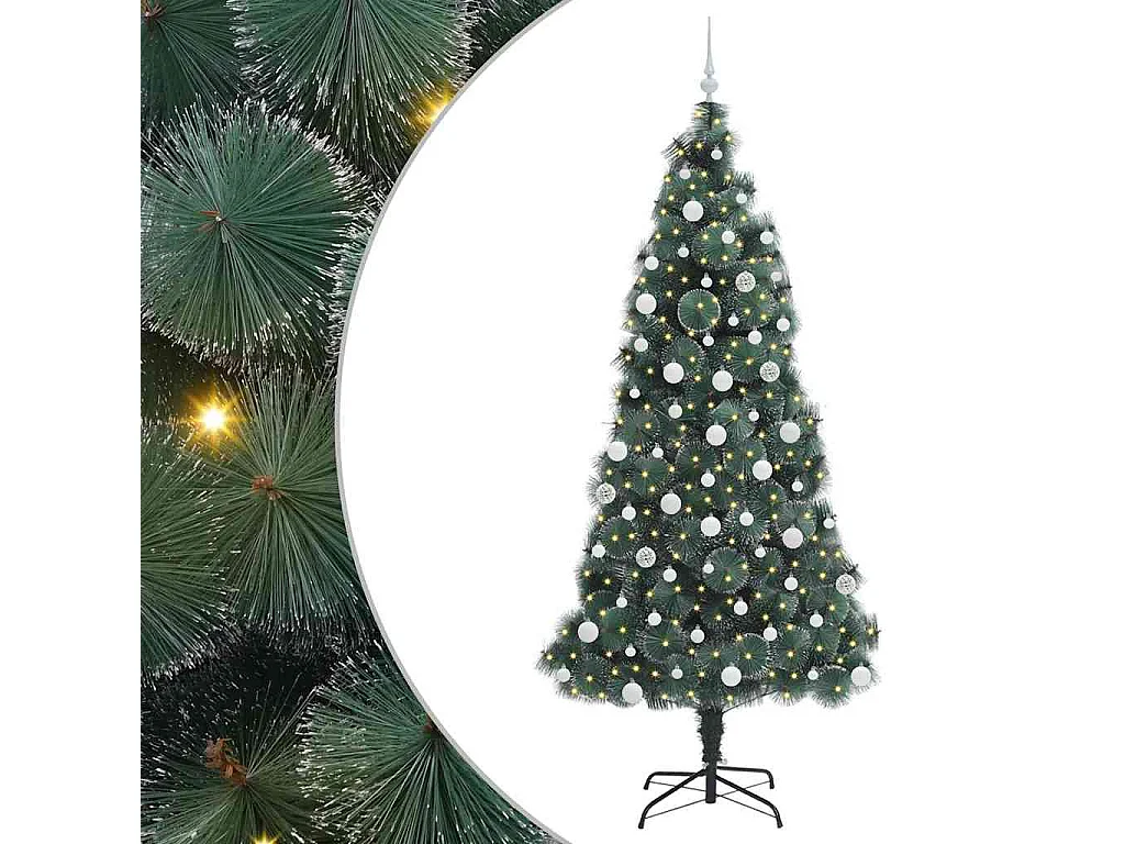 Albero di Natale artificiale preilluminato con set di palline