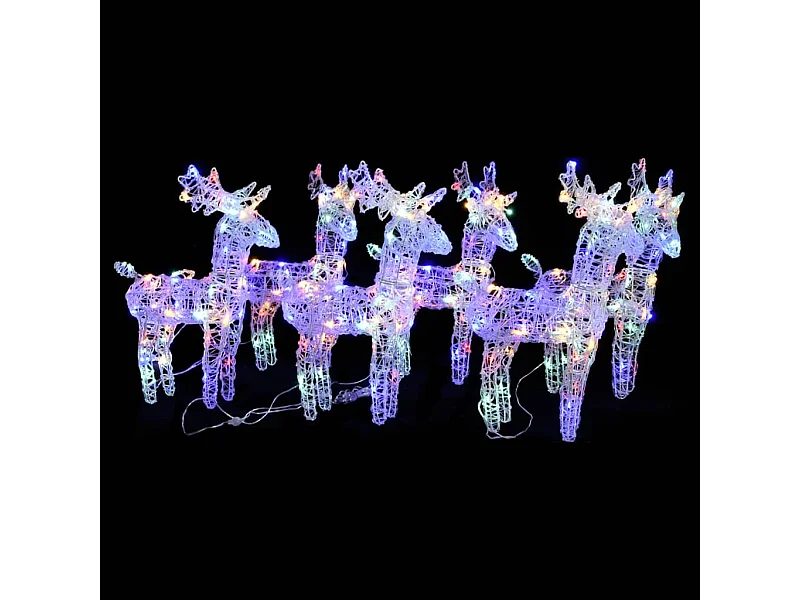 Rennes de Noël 6 pcs 240 LED Multicolore Acrylique