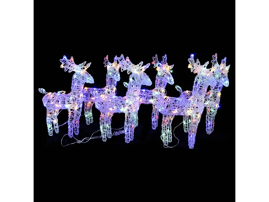 Rennes de Noël 6 pcs 240 LED Multicolore Acrylique