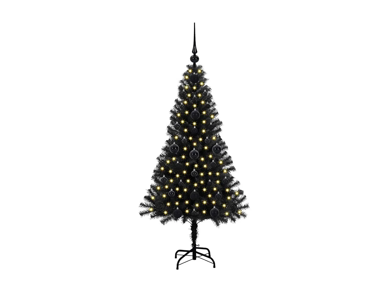 Weihnachtsbaum mit 150 LEDs mit Ständer Schwarz 120 cm PVC