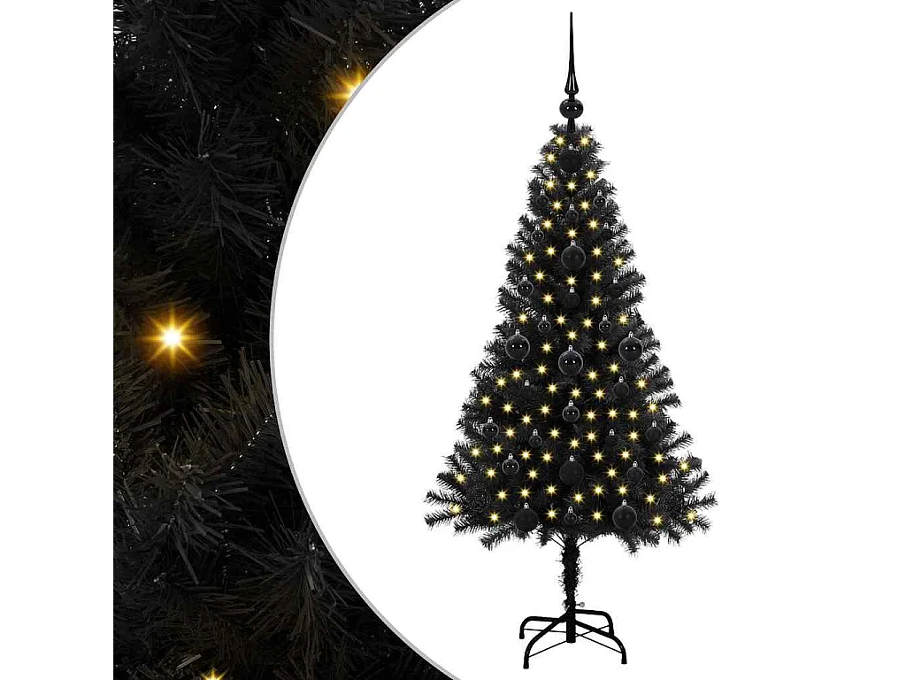 Kerstboom met 150 LED's met standaard Zwart 120 cm PVC