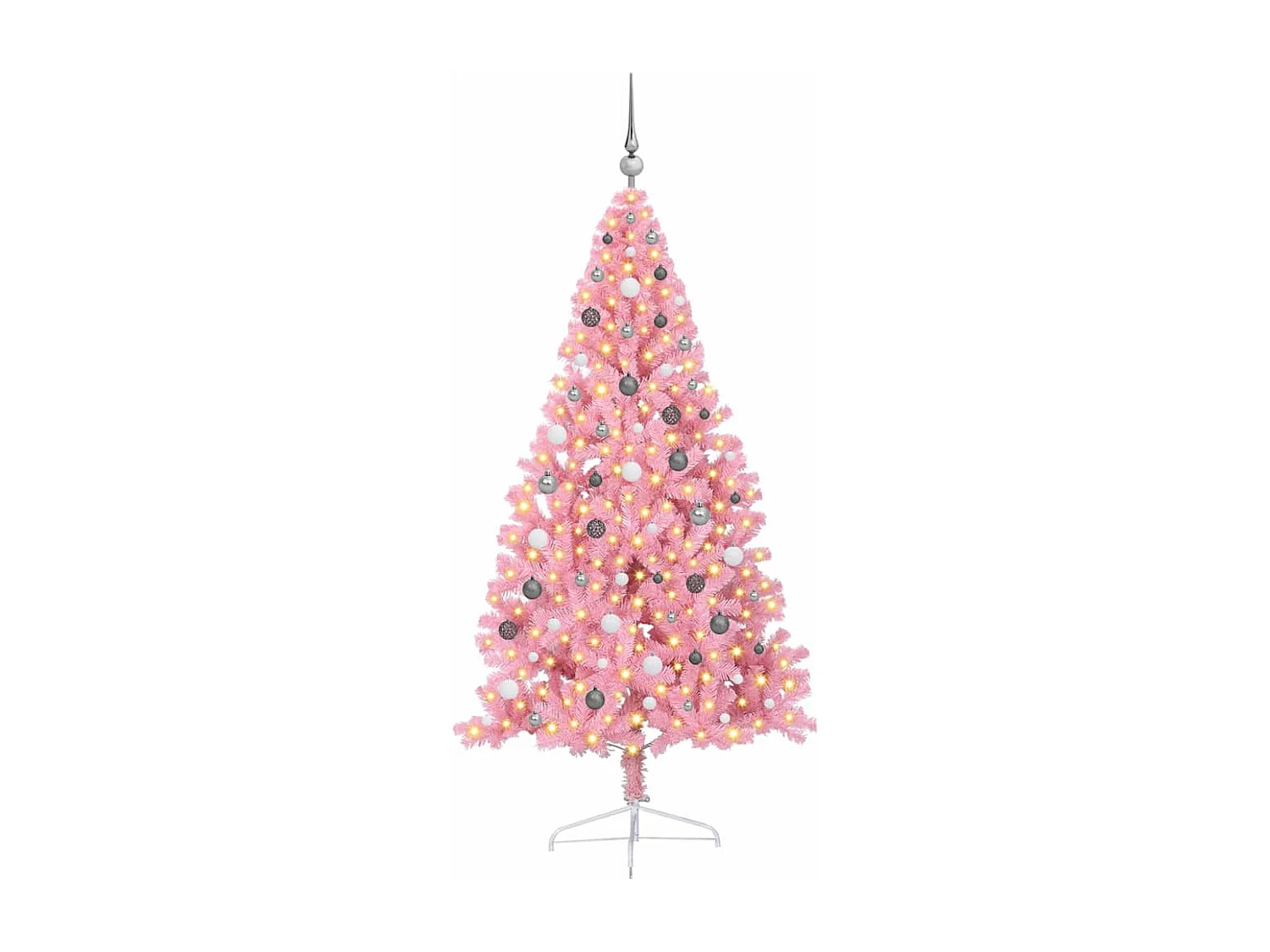 Sapin de Noël artificiel pré-éclairé Rose 210 cm PVC