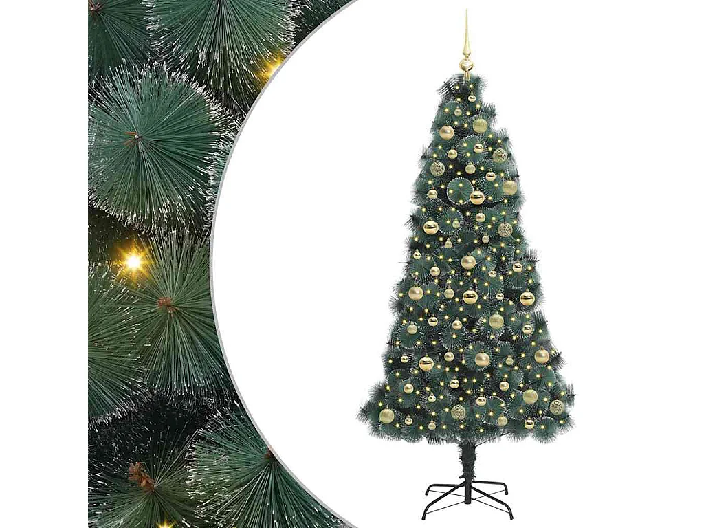 Albero di Natale artificiale preilluminato con set di palline