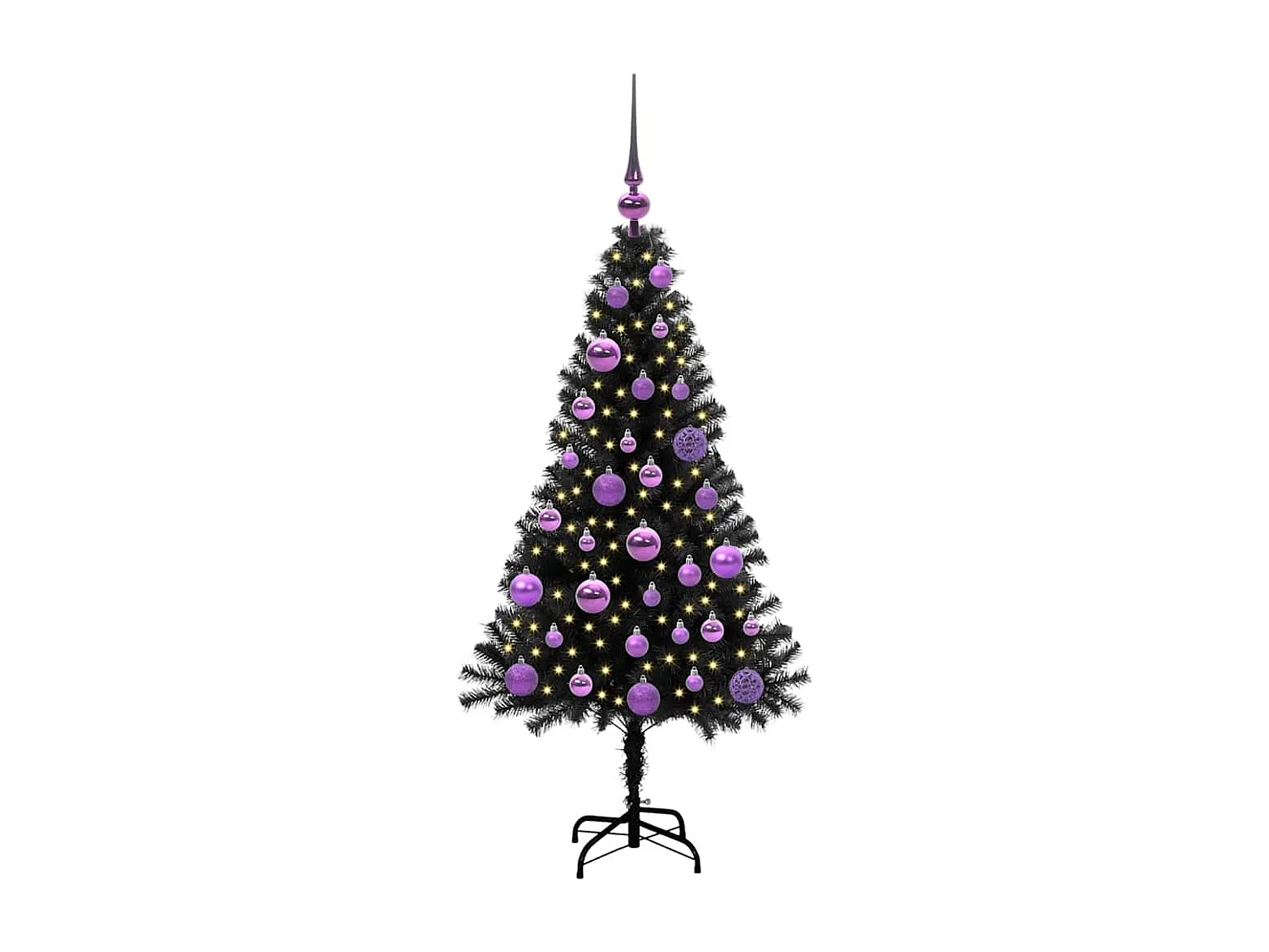 Weihnachtsbaum mit 150 LEDs mit Ständer Schwarz 120 cm PVC