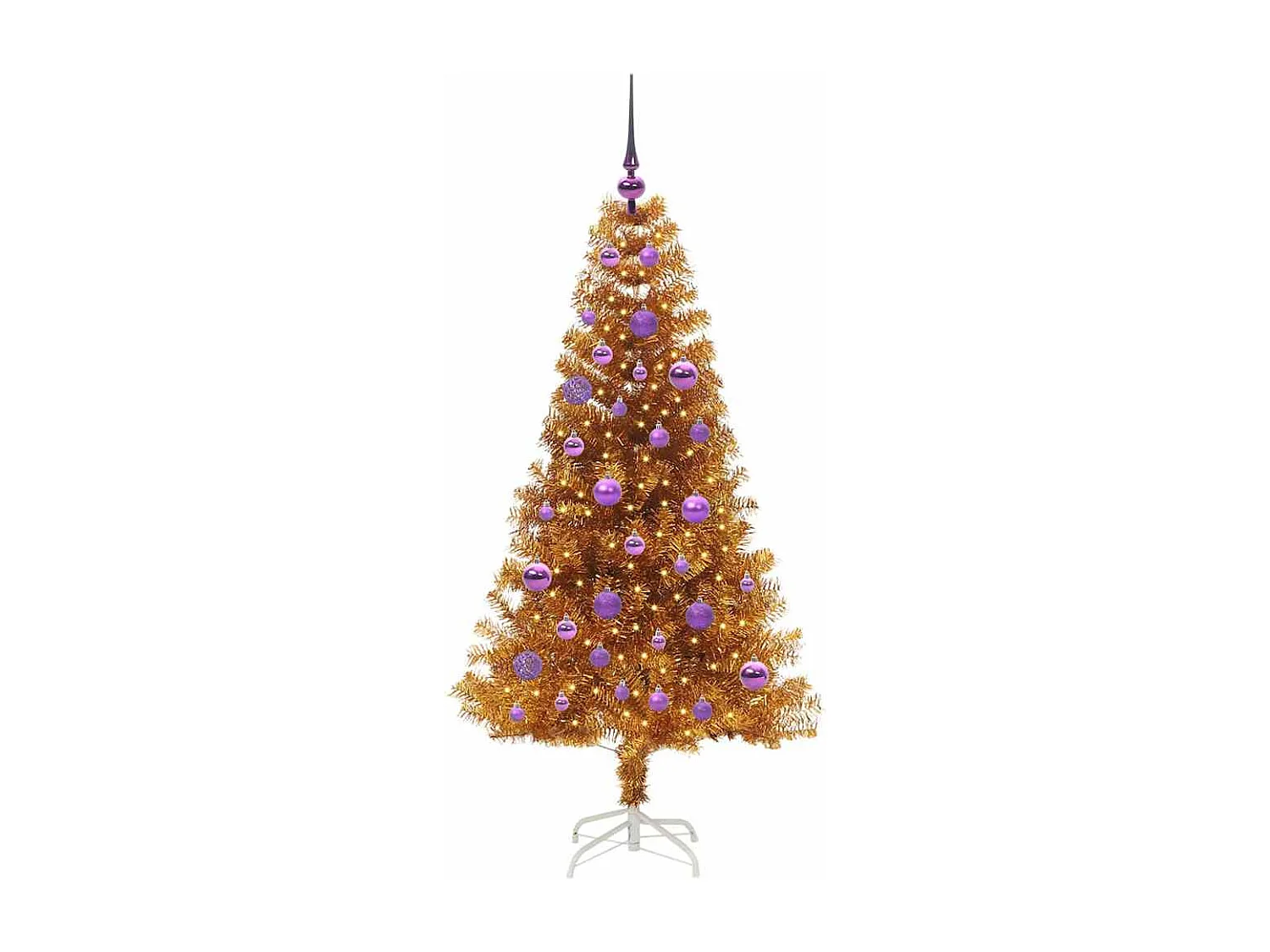 Sapin de Noël avec 150 LED avec support Doré 150 cm PET
