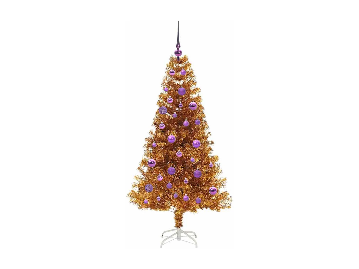 Sapin de Noël avec 150 LED avec support Doré 150 cm PET