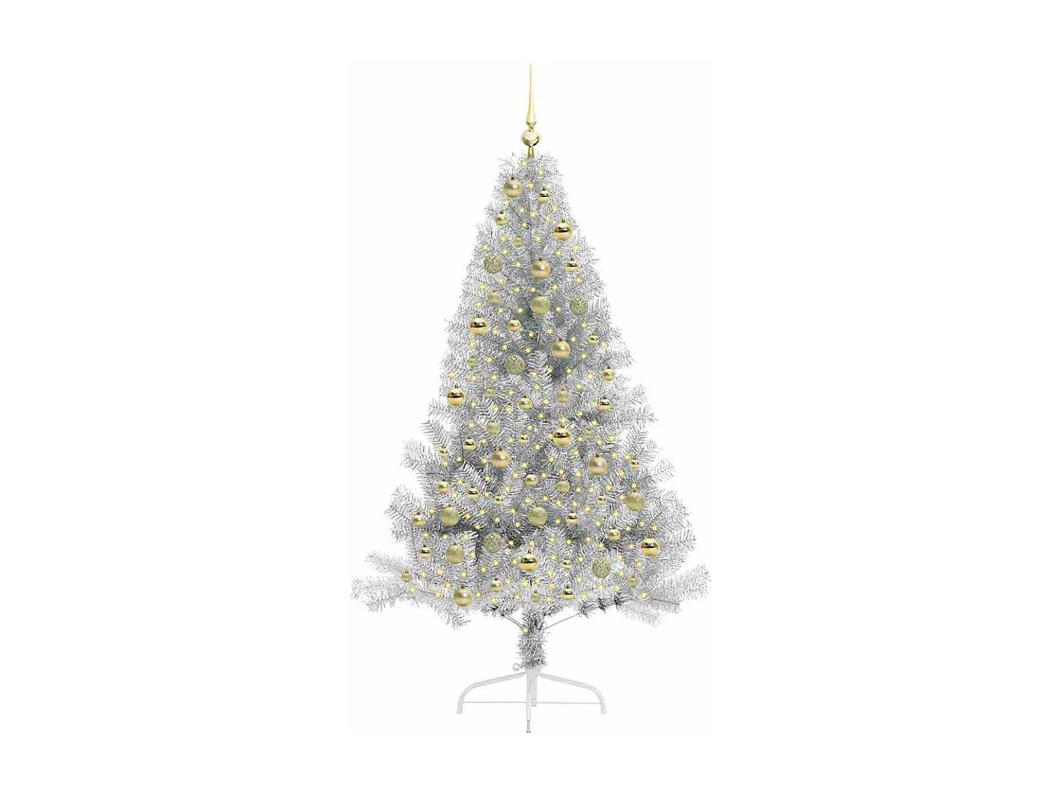 Sapin de Noël artificiel pré-éclairé Argent 180 cm PET