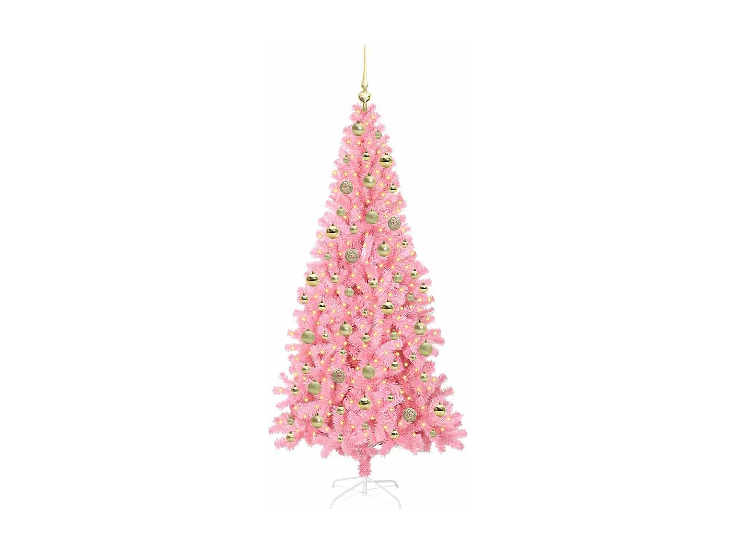 Sapin de Noël avec 300 LED avec support Rose 210 cm PVC