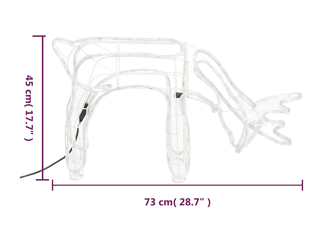 Renne de Noël Blanc chaud 73x31x45 cm