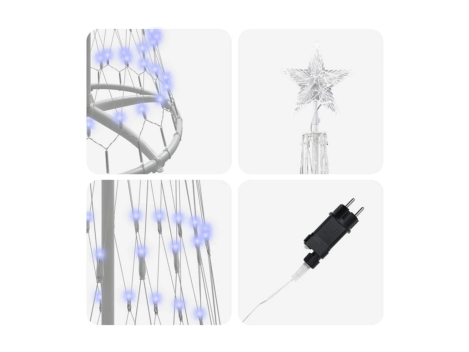 LED Weihnachtsbaum mit 290 LEDs Blau 70 x 70 x 250 cm Metall