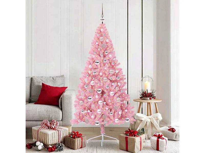 Sapin de Noël artificiel pré-éclairé Rose 180 cm PVC