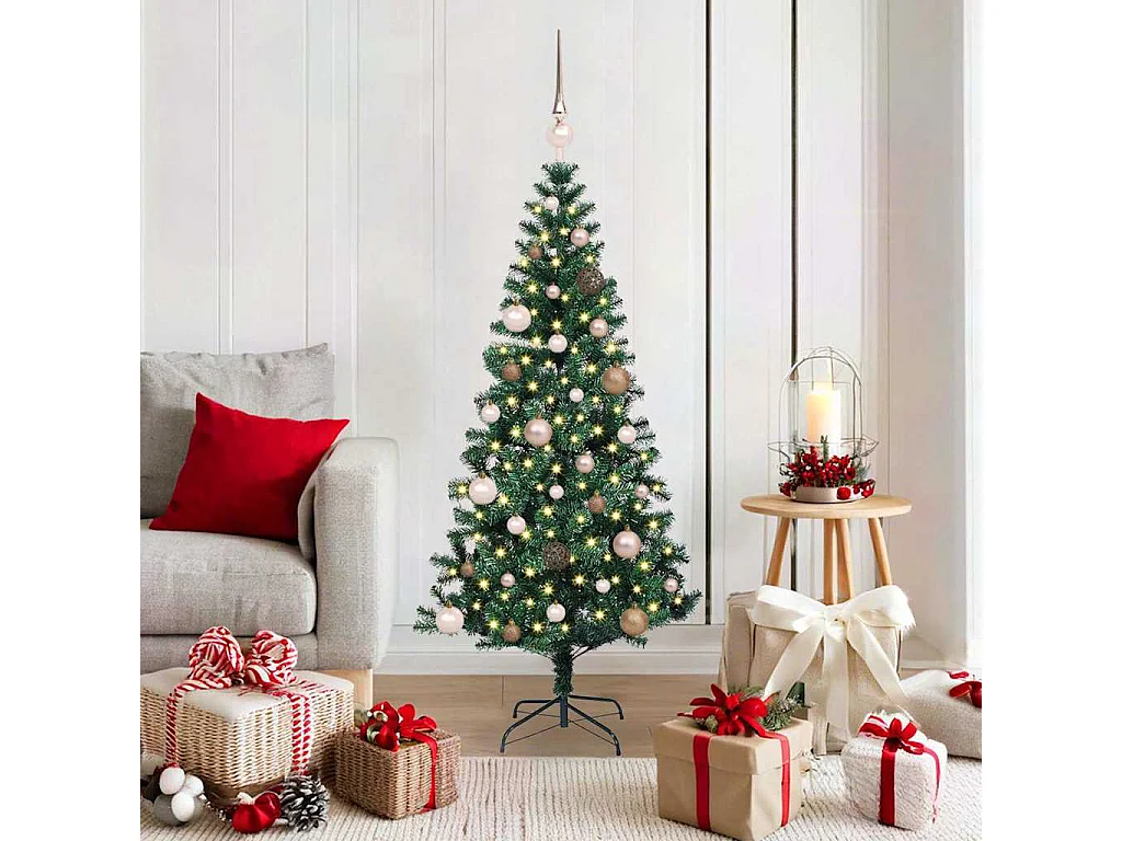 Albero di Natale artificiale preilluminato verde 150 cm PVC e metallo