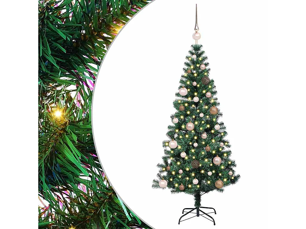 Albero di Natale artificiale preilluminato verde 150 cm PVC e metallo