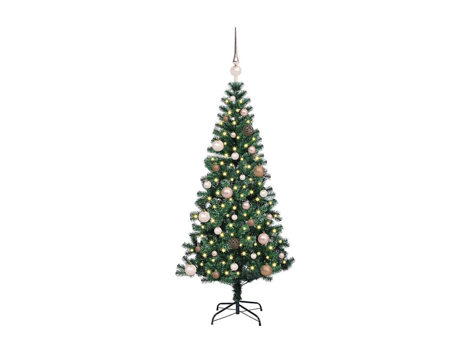 Albero di Natale artificiale preilluminato verde 150 cm PVC e metallo