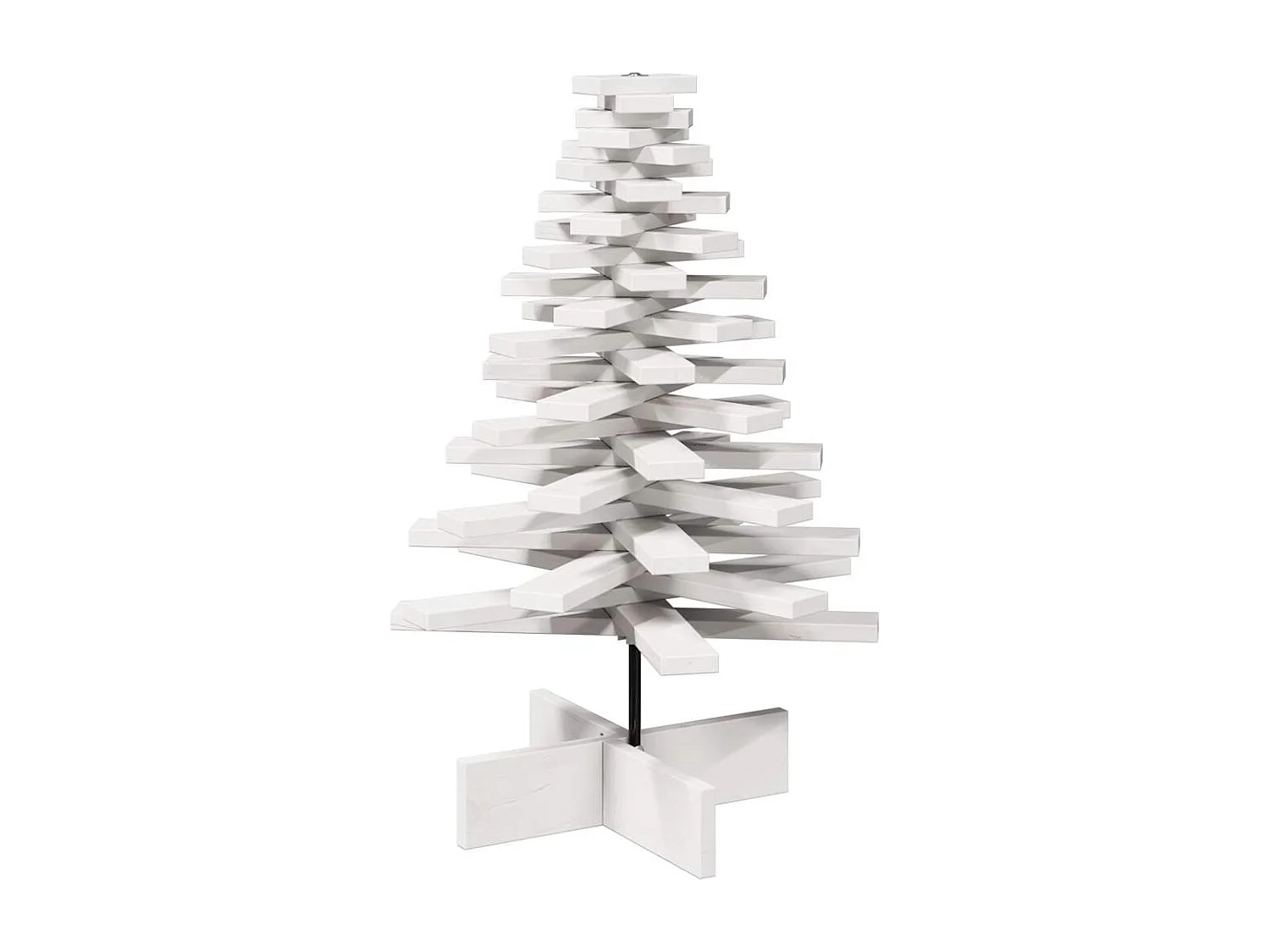 Albero di Natale in legno per decorazione bianco 80 cm pino massiccio