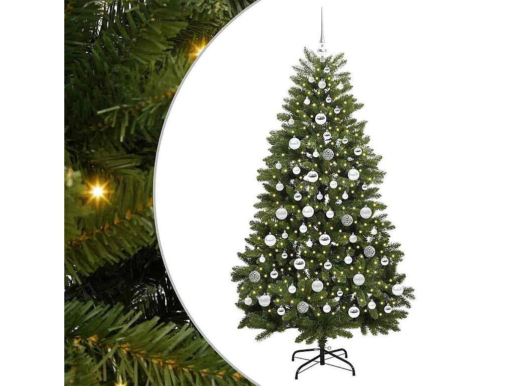 Sapin de Noël artificiel avec 300 LED Vert 180 cm PVC et métal