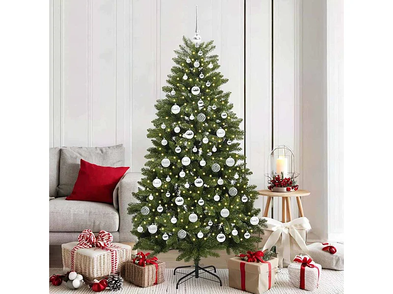 Sapin de Noël artificiel avec 300 LED Vert 180 cm PVC et métal