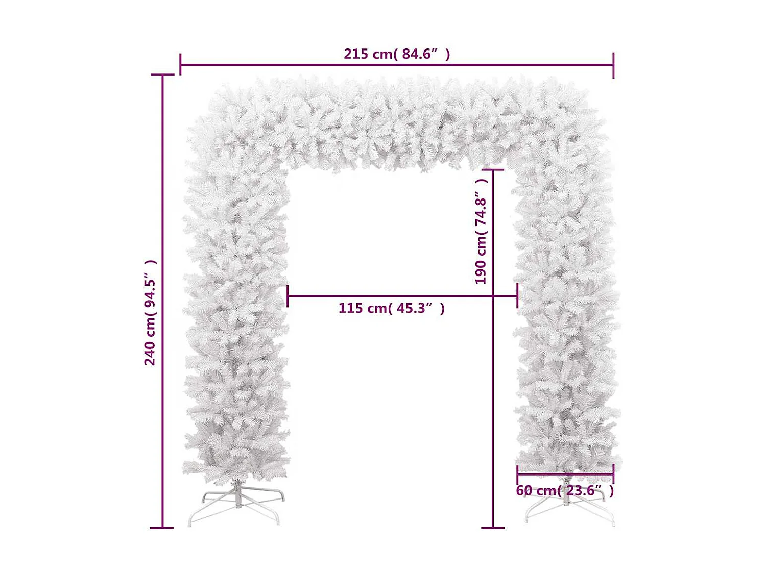 Arco per albero di Natale bianco 240 cm