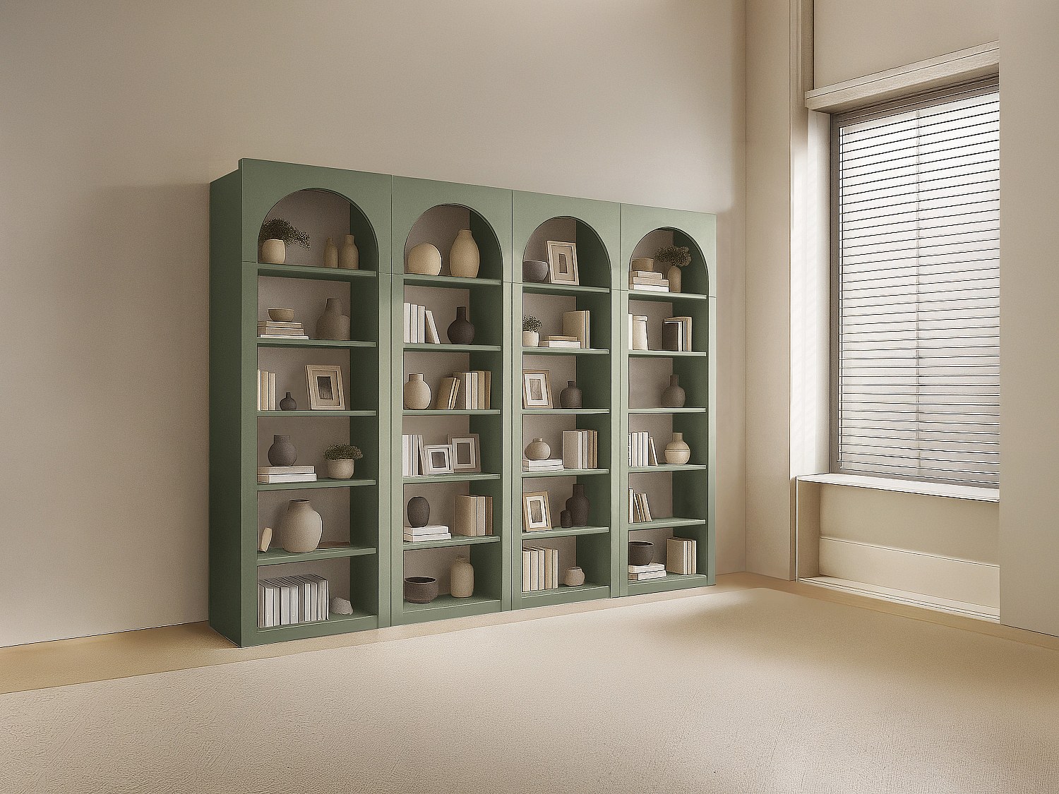 Set aus 4 Bücherregalen mit 6 Fächern – Kaki – CYMORA günstig online kaufen