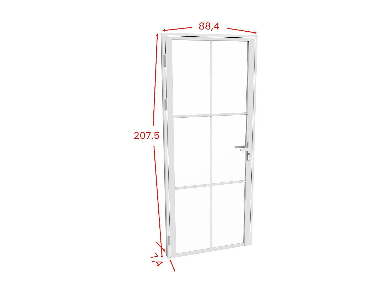 Bloc porte réversible en aluminium et verre trempé - H204 x L83 cm - Blanc - SEROTO