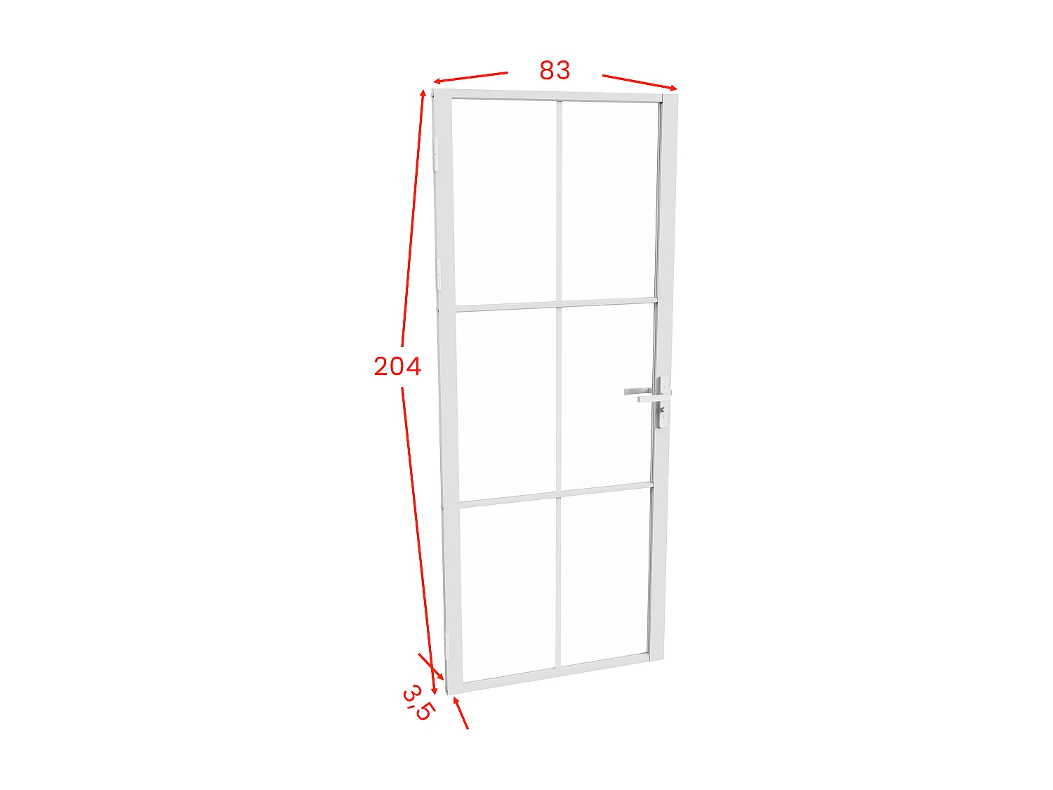 Bloc porte réversible en aluminium et verre trempé - H204 x L83 cm - Blanc - SEROTO