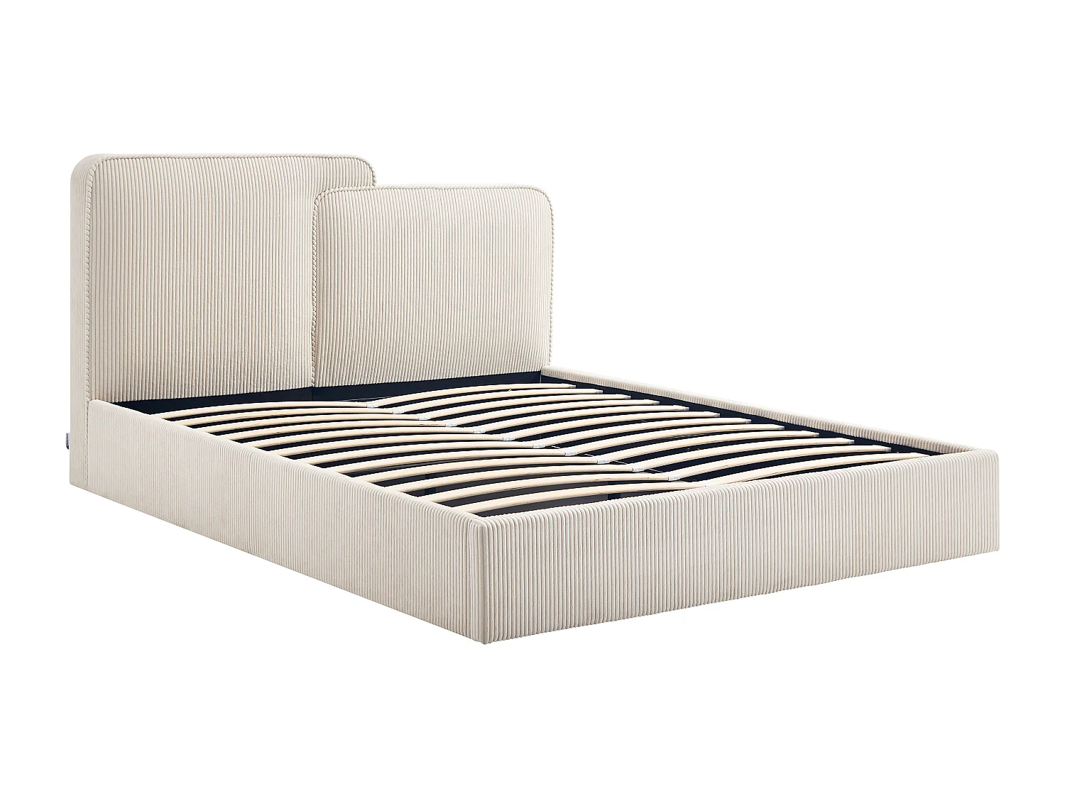 Lit coffre 180 x 200 cm - Velours côtelé - Beige + Matelas - NAYOLA