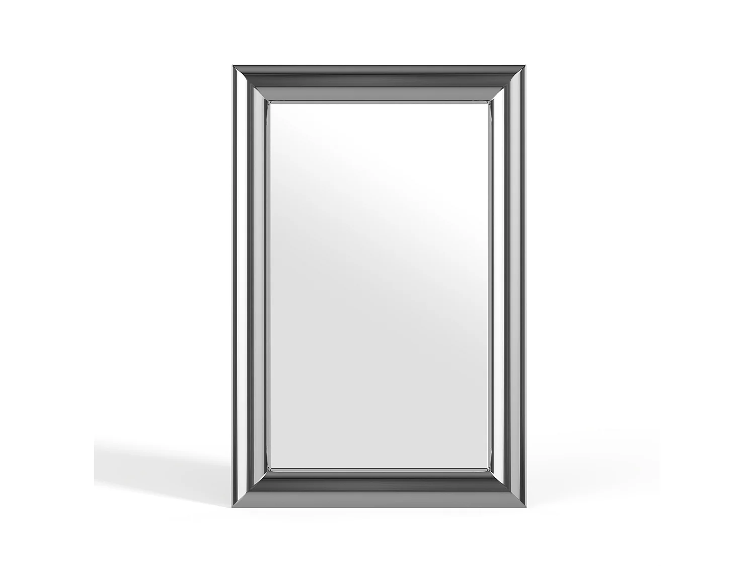 Miroir mural rectangulaire en métal - L. 80 x H. 120 cm - Chromé - BORAYA