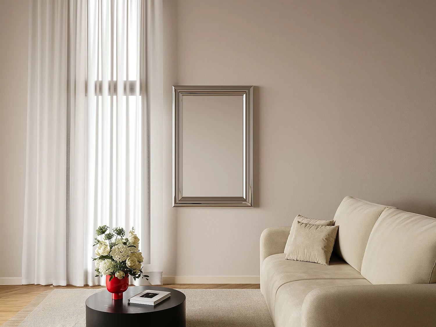 Miroir mural rectangulaire en métal - L. 80 x H. 120 cm - Chromé - BORAYA