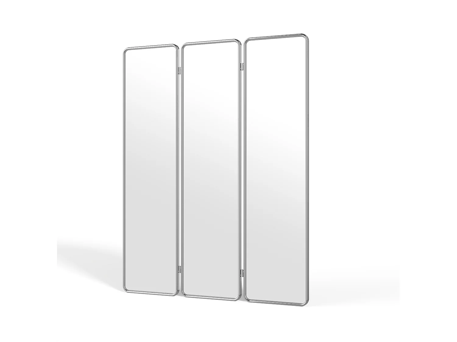Paravent miroir 3 pans en aluminium- L. 140 x H. 180 cm - Chromé - REFLEYA