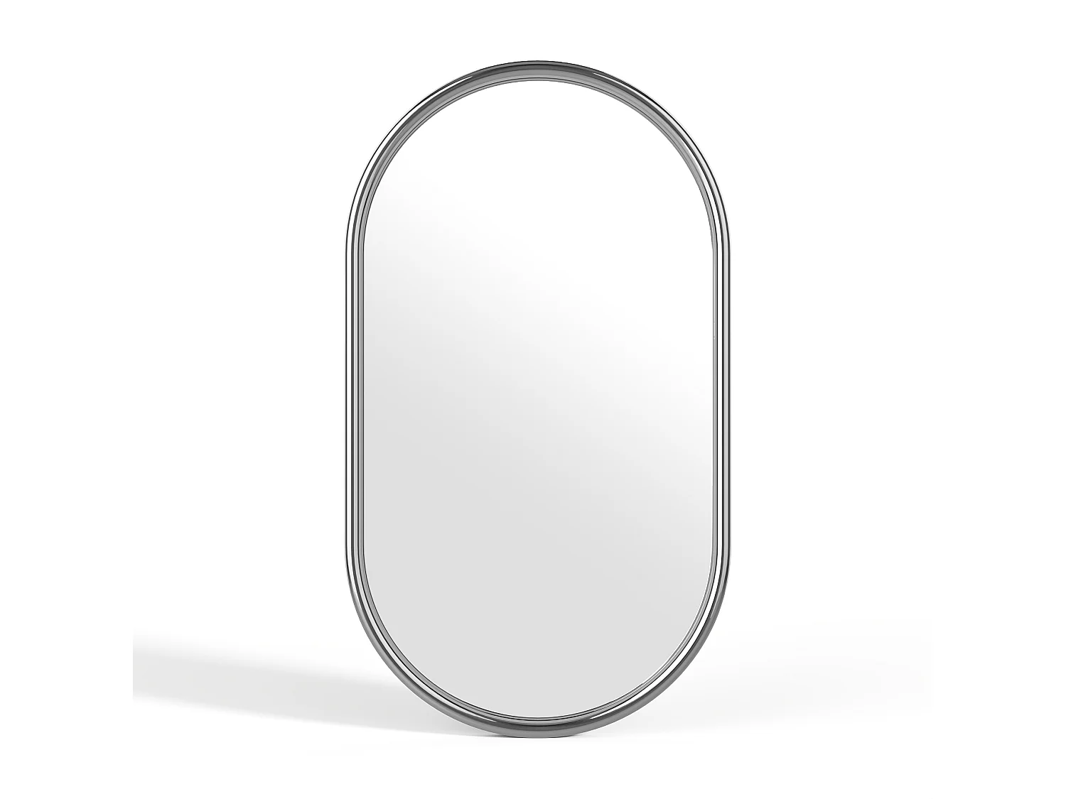 Miroir mural ovale en aluminium- L. 40 x H. 70 cm - Chromé - REFLEYA