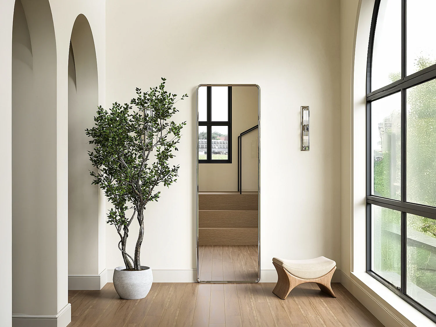 Miroir rectangulaire en aluminium- L. 55 x H. 170 cm - Chromé - REFLEYA