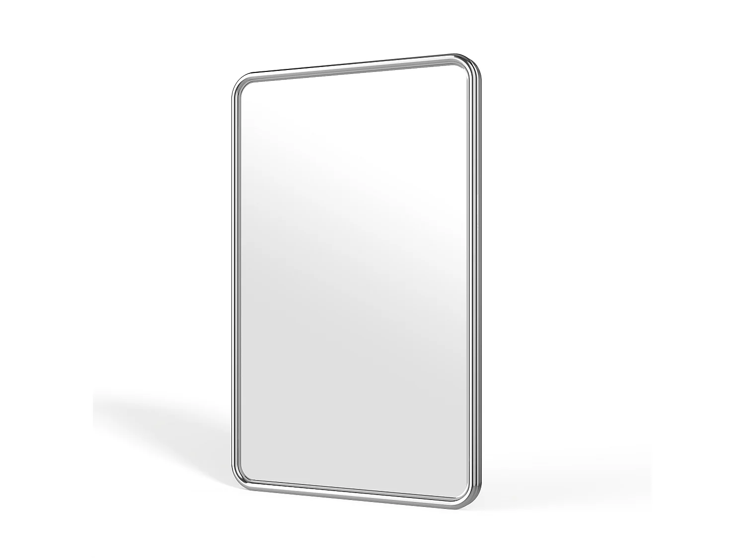 Miroir mural rectangulaire en aluminium - L. 50 x H. 80 cm - Chromé - REFLEYA