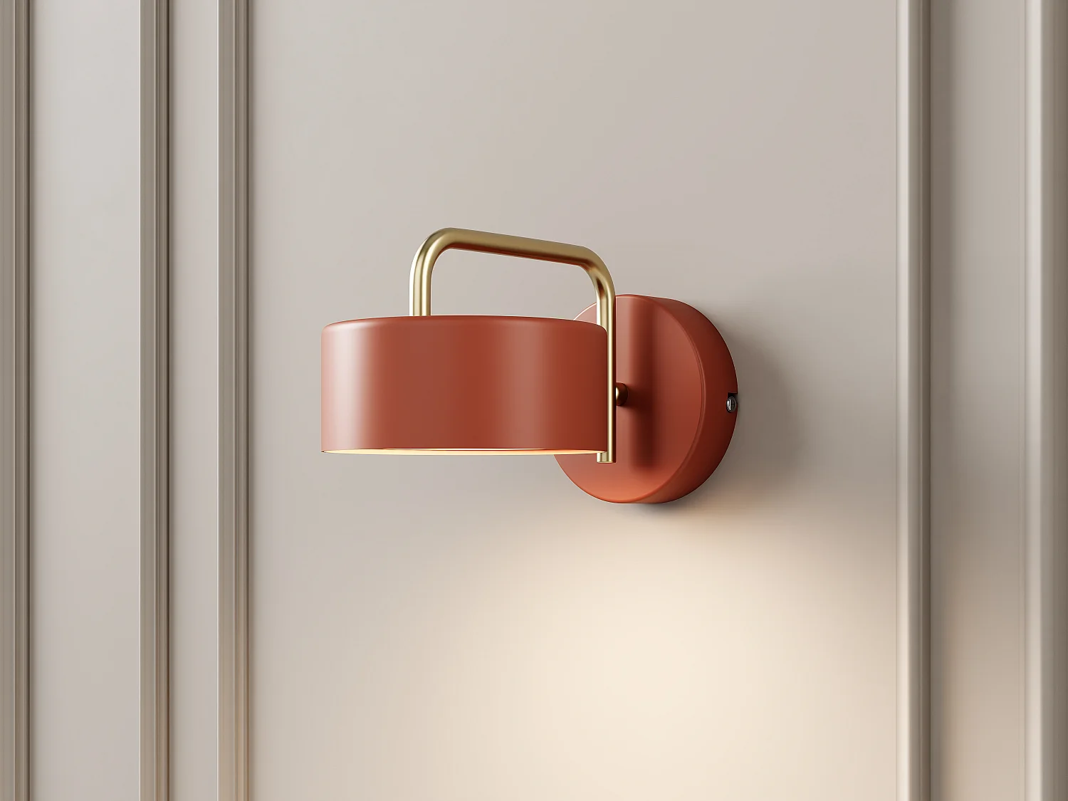 Applique murale style vintage en métal -  L. 25 x H. 14.4 cm - Terracotta et doré - OTILIE