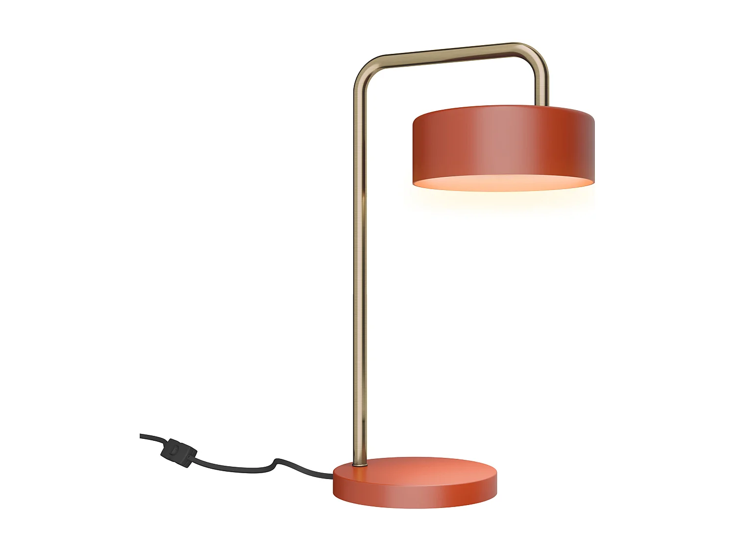 Lampe à poser style vintage - Métal - H. 40 cm - Terracotta et doré - OTILIE