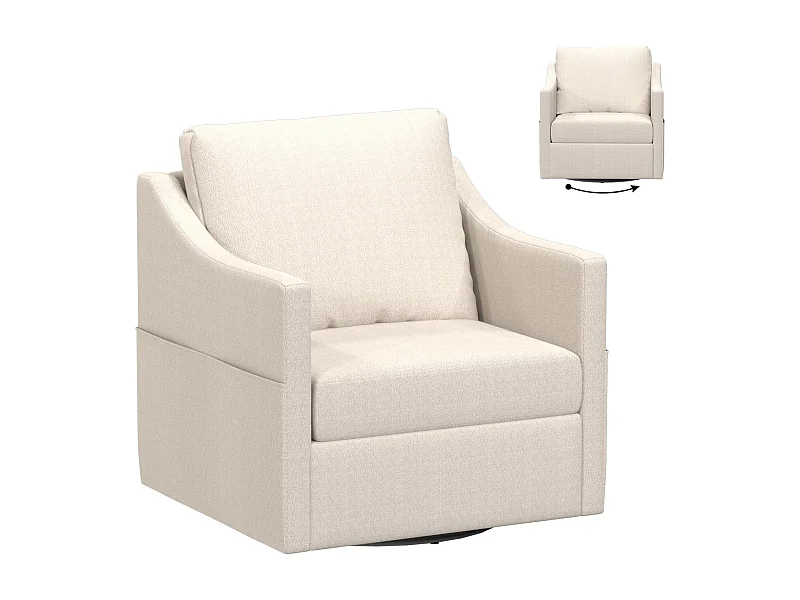 YODOLLA Drehsessel mit 360° Drehung & ergonomischer Rückenlehne, gemütlicher Loungesessel mit Metallgestell für Wohnzimmer & Büro, Beige