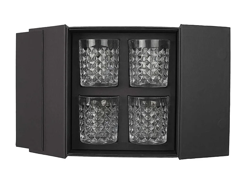 Coffret de 4 Verres à Whisky Motifs Embossés - ROCKY