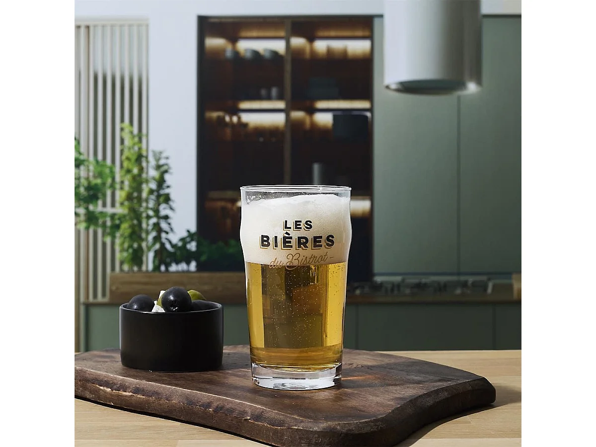 Coffret de 4 verres à bière en verre style bistrot
