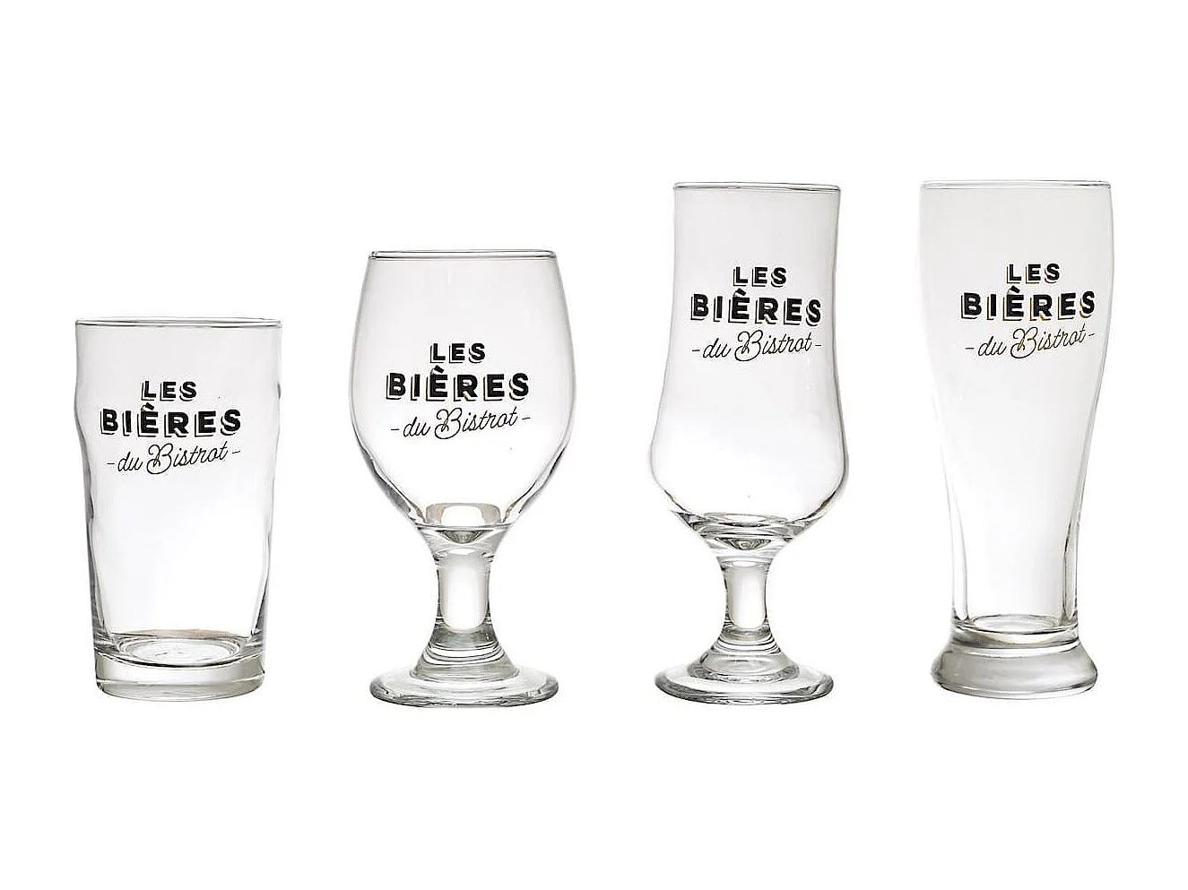 Coffret de 4 verres à bière en verre style bistrot