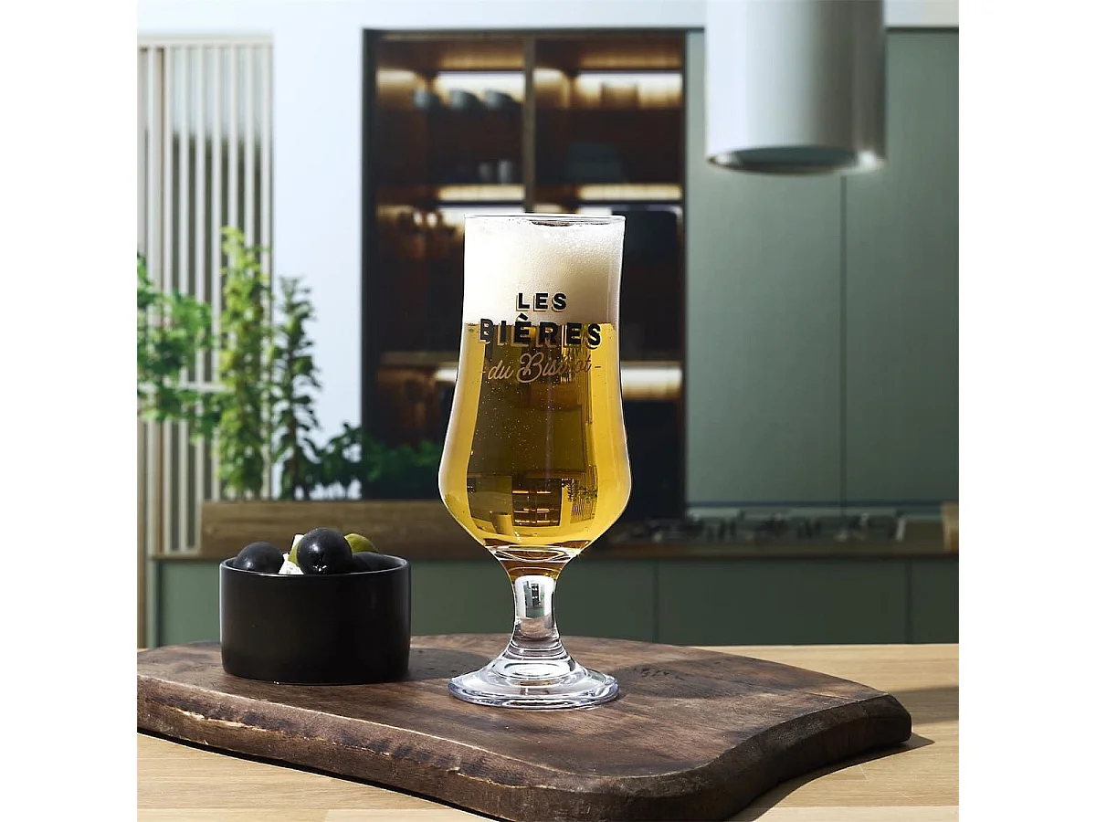 Coffret de 4 verres à bière en verre style bistrot
