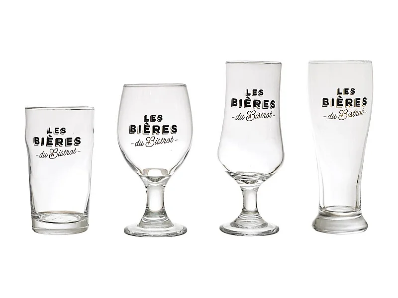 Coffret de 4 verres à bière en verre style bistrot